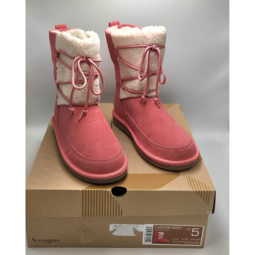 KOOLABURRA BY UGG JUNIOR  GIRLS SIZE 5 PINK MICHON SHORT SUEDE  WINTER BOOTS‎